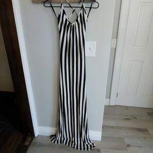 Black and white pinstriped maxi dress